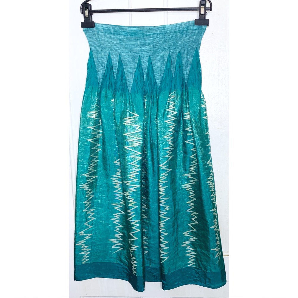 VINTAGE : Appraisal : size XL : Y2K zig-zag patterned strapless bandeau dress